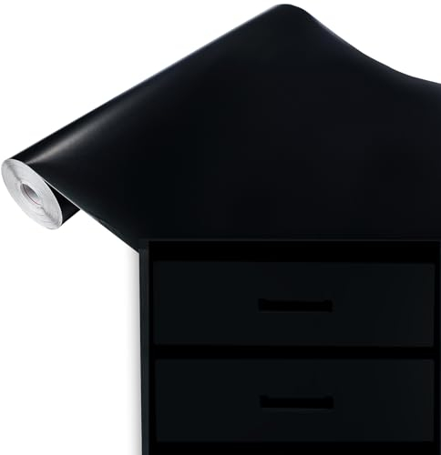 DecoMeister Vinilo Adhesivo Para Pared Muebles Negro Mate Papel Autoadhesivo Para Cocina Vinilos de PVC Lámina Decorativa Unicolor Película Para Forrar En Rollo 90 x 100 cm Por Metros
