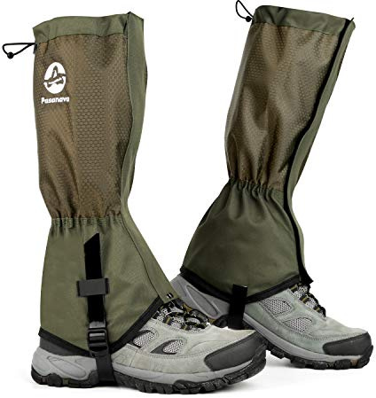Pasanava Footwear Gaiters Waterproof and Adjustable Snow Boot Gaiters One Size for Hiking,Walking,Hunting,Backpacking and Outdoor Climbing for Men and Women Green