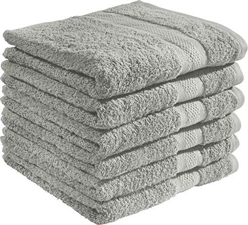 REDBEST Handtuchset, Frottierset 6er-Pack Chicago grau Größe 50x80 cm - saugstark, strapazierfähig, ideal für Reisen, Sport (weitere Farben)