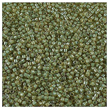 5 g Miyuki Delica Rocailles Seed Beads, 11/0 (1.6 mm) Luminous Green Asparagus (Miyuki Delica Rocailles Samenperlen Grün)