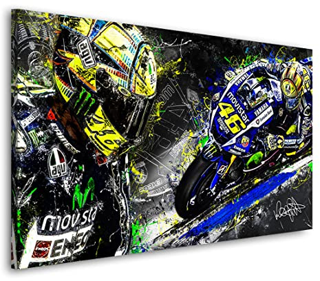 Kunstgestalten24 Leinwandbild Valentino Rossi Wandbild Kunstdruck Lounge u. Bar Dekoration XXL