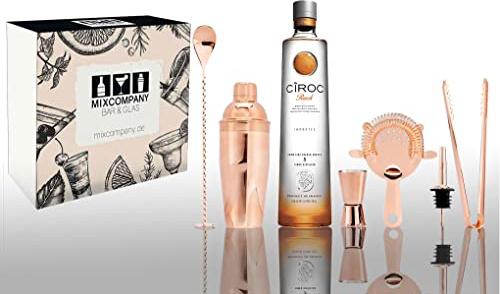 Ciroc Geschenkset Vodka Peach 0,7L (37,5% Vol) mit 6 teiligem Barset von P Diddy/Sean Combs Pfirsich- [Enthält Sulfite]