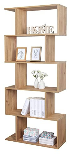 RICOO Standregal 160 x 70 x 25 cm Eiche braun – Bücherregal Raumteiler Wohnzimmer WM073-EG