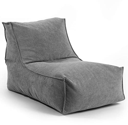 mokebo® Sitzsack für Kinder & Erwachsene 'Der Gelassene', Bean Bag mit EPS-Perlen Füllung, Relaxliege für drinnen, Sitzkissen, Bodenkissen federleicht, Bodensessel, Liege aus Stoff in anthrazit