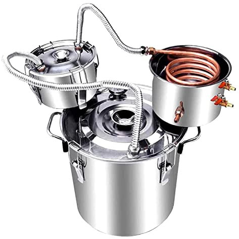 BrightFootBook Efficient 30L Distiller System, 3 pots Alcohol Still, Stainless Steel Water Alcohol Distiller Copper Tube Home Brewing Kit for Home Brewing and Whisky Wine Making