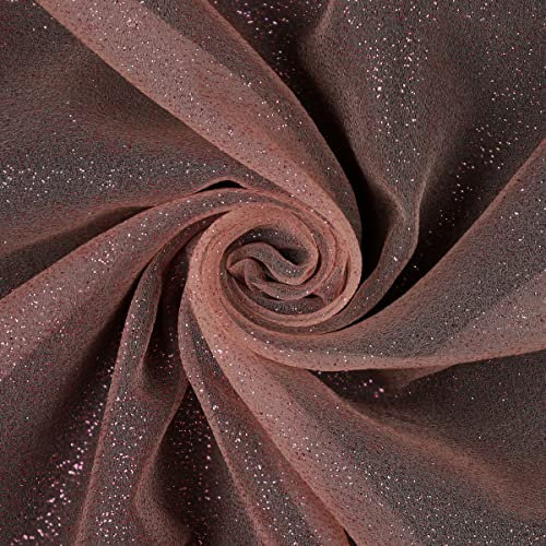 Mondo Tessuti - Tessuto Organza Glitter Altezza 150cm (A Metro, Rosa Antico Glitter Rosa)