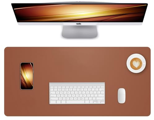Lllunimon Groß Leder Schreibtischunterlage Beschützer Mauspad PU Leather Desk Mat Large Mouse Pad Rutschfest Tischmatten Mausmatte Wasserdicht Schreibblock für Büro und Zuhause (Maroon, 80x40cm)