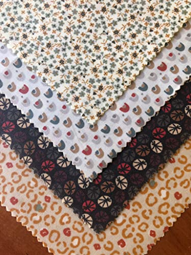 ApiDrap | Envoltorio de Cera de Abeja | Set 4 tamaños: 35x35; 30x30; 25x25; 20x20 | Tela encerada reutilizable para alimentos | Sustituto ecológico y sostenible al papel de aluminio | Handmade