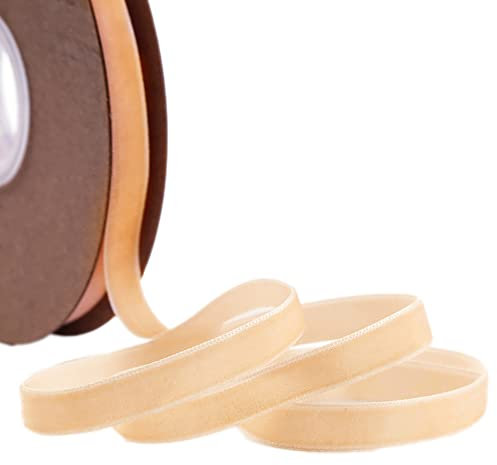 20 Yard Samtband Schleifenband,15mm Samtbänder Samtborte Samt Dekoband Geschenkband Schmuckband Stoffband Festival Bänder für DIY Nähen Blumenstrauß Hochzeit Geburtstag Geschenke Verpackung,Champagner