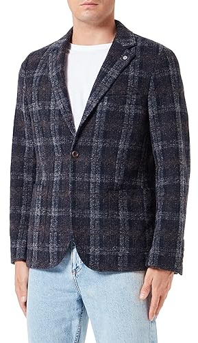 camel active Veste Moderne à Carreaux Blazer décontracté, Bleu foncé, 54 Homme