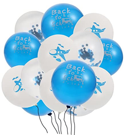 NOLITOY 30 Stücke Weiß Zarte Tag Erste Kleinkind Kindergarten Zu Für Ballon Party Druck Blau Liefert Girlande Dekoration Zurück Große Mylar Kit Bus Luftballons Willkommen Klar