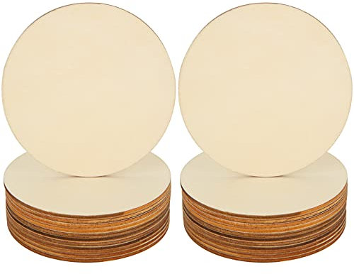 JMIATRY 100 Pcs Unfinished Round Wooden Circles, 10 cm / 4 inch Diameter, 3mm Thick, Plain Natural Blank Wooden Discs for Craft, Painting, Ornaments and Home Decoration