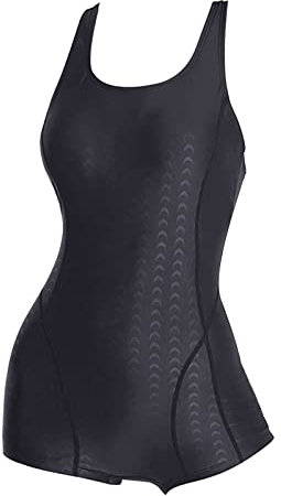 Costume Piscina Donna Intero con Zip Callenamento Senza Maniche Costume da Bagno a Cinque Punti da Corsa per Donna Asciugatura Rapida per Donna con Imbottitura sul Boxer Costume Nero Intero Donna