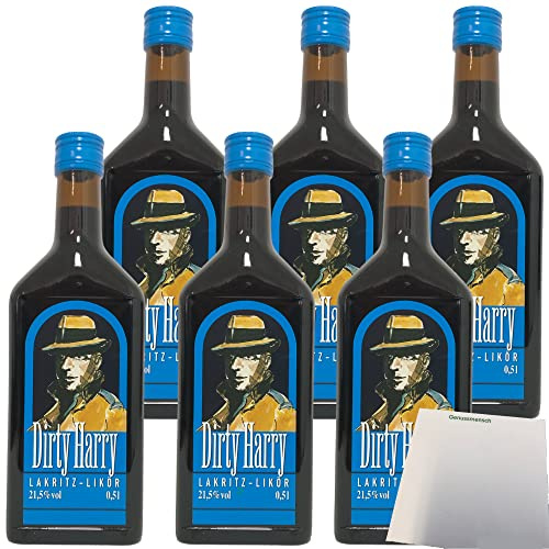 Dirty Harry Lakritz Likör 21,5% 6er Pack (6x0,5 Liter Flasche) + usy Block