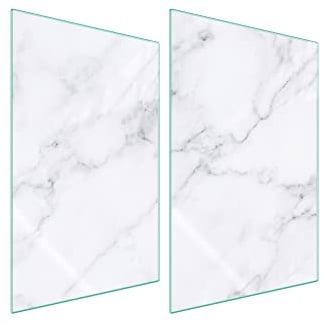 DarHaus Herdabdeckplatten 2 Teilig 35x52 cm Ceranfeldabdeckung Küche Elektroherd Induktion Herdschutz Spritzschutz Glasplatte Schneidebrett, Marmor Weiß