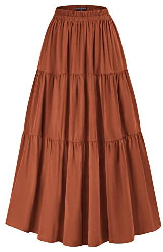 Scarlet Darkness Maxi-Röcke für Damen, Sommer, fließender Renaissance-Rock mit Taschen, Mandarine, Groß