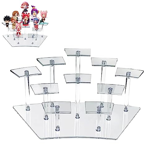 mumisuto Acryl Riser Display Regal Ständer für Funko Pops Figuren, Display Ständer Acryl, Tischplatte klar Acryl Organizer für Nagellack Gewürz Kosmetik Kunsthandwerk Schmuckständer (Durchsichtig)