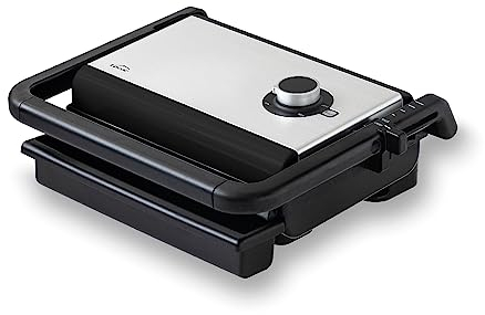 Lacor - 69573 - Controlle Klappgrill, Elektrogrill, 4 Positionen Höhe, Temperaturregler, Herausnehmbare Abtropfschale, Aluminiumgussplatten, Ökologisch, PFOA-frei, 1500 W, 33.5x28x12.5 cm