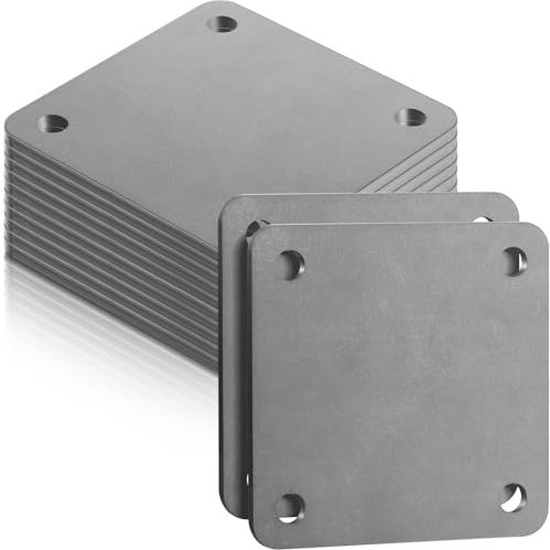 Therwen 5'' x 5'' A36 Steel Plate Hot Rolled 1/4 Steel Plate Base Square Weldable Metal with 4 Holes Thick Steel Sheet for Welding Structure Support Industrial Use(12 Pcs)
