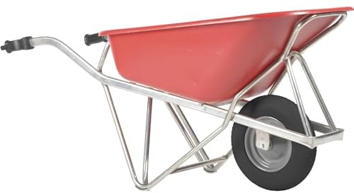 MATADOR | Profi-Max Plus Schubkarre | aus Aluminium | 90 Liter | HDPE-Mulde rot | Luftreifen 4-lagig