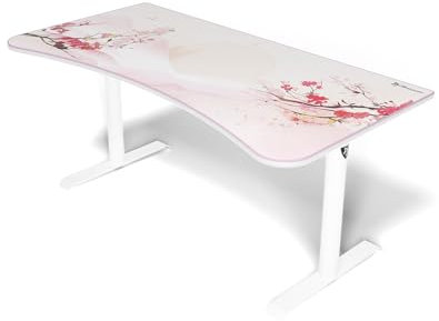 Arozzi Arena Bureau Gaming incurvé Ultra Large avec Tapis sur Toute la Surface, Support de Moniteur avec découpes et Filet de Gestion des câbles – [Sakura]