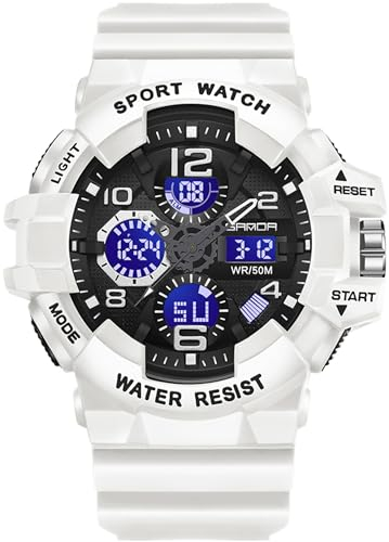 findtime Digitaluhr Herren Uhren Militär Armbanduhr Herren Sport Digital Analog Uhr Outdoor Stoppuhr 50m Wasserdicht Sportuhr mit Zwei Zeitzonen Licht Wecker Tactical Watch Männer Jungen
