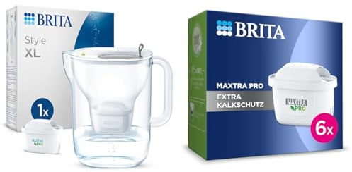 BRITA Wasserfilter-Kanne Style XL hellgrau (3,6l) inkl. 1 MAXTRA PRO All-in-1 Kartusche & Wasserfilter-Kartusche MAXTRA PRO Extra Kalkschutz