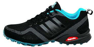 Ablovo® Damen Herren Sportschuhe Sneaker Turnschuhe Laufschuhe Freizeit Schuhe 36-46 (Schwarz-Dunkelgrau-Blau, EU Schuhgrößensystem, Erwachsene, Herren, Numerisch, M, 44)