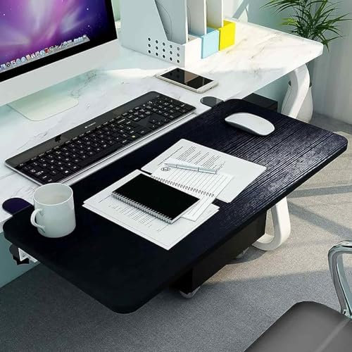 PPGE Home Ergonomics Desk Extender Tray, Desk Extender for Keyboard, Desk Extender Side Table, Computer Keyboard Stand, Black (Foldable) (Size:B-65 * 25cm)