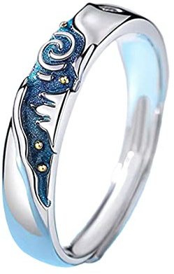 YIGZYCN Passendes Versprechen, einzigartiger Van Gogh Sternenhimmel, Paar, Verlobungsring, Freundschaftsschmuck, für Damen und Herren, Paar, passender Ring zur Verlobung