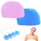 OUVESTA® Set mit 2 Poolkappen + 4 Silikonkappen | Badekappe für Damen und Herren, ideal für SPA, Wasserball usw. (blaue Malven)