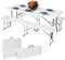 6ft Folding Table and Folding Bench Seat Set - Foldable Trestle Table and White Folding Chair HDPE Plastic and Steel Frame, Easy to Fold and Store for Events Indoor Outdoor Use for All Occasions