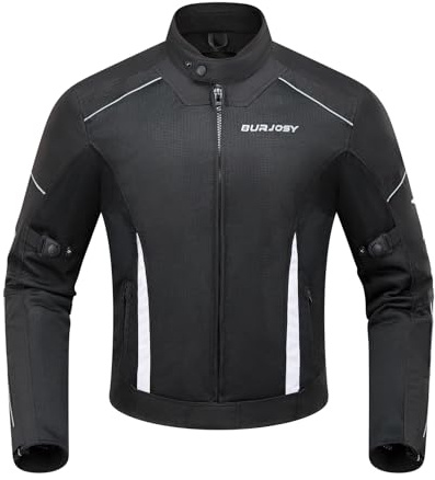 Burjosy Motorradjacke Sommer Herren mit Protektoren Motorrad Jacke Mesh Luftige Reflektierend Leichte