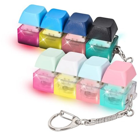 2 juguetes para ansiedad con teclado silencioso, para aliviar la ansiedad, descompresión, juguetes con luces LED, llavero para aliviar el estrés