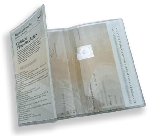 Jolis Papiers Etui Pochette Carte Grise Transparent PVC 3 Volets Certificat d'Immatriculation Papiers Voitures Auto Moto Camion