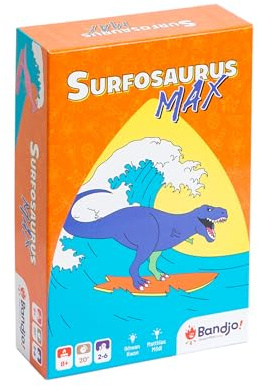 Bandjo – Surfosaurus Max – Gesellschaftsspiel unter Freunden halbkooperativ – ideal für Spaß – ab 8 Jahren
