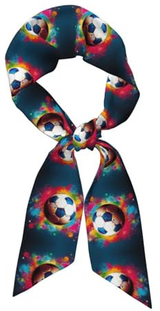 POCUK Bunter Fußball-Seidenschal (Satin), modischer Kopfschmuck, Stirnband, Schal, Mode-Accessoires, Schwarz , Einheitsgröße