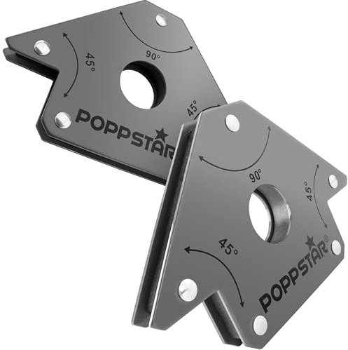Poppstar Schweißmagnet (Schweißwinkel Haftkraft 22,6 kg - 45/90/135°), grau, 2 Stück