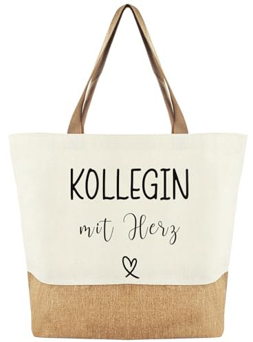 Jutebeutel Kollege Geschenk, Shopper Bag Damen Stofftasche, Jute Baumwolltasche für Kollegin als Geburtstagsgeschenk, Dankesgeschenk, Geschenk für Kollegin zum Geburtstag, Abschied, Weihnachten