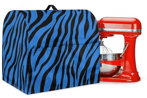 LACIYISON Blue Zebra Stripe Print Kitchen Aid Mixer Cover, Stand Mixer Cover Compatible with 4.5-5 Quarts, Kitchen Mixer Cover with Top Handle, Kitchen Aid Mixer Accessories, Small