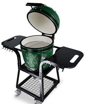 Kamado SE-19TR Grill mit Trolley Grün 50cm Grilldurchmesser, Grillrostdurchmesser 43cm, BBQ Keramik Holzkohlegrill Grill mit Holzkohle