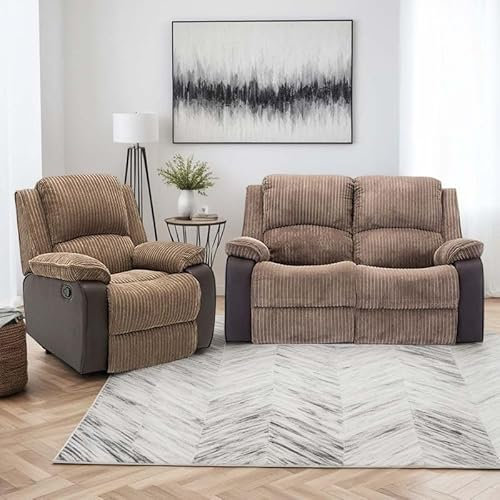 More4Homes Postana Manual Recliner Bonded Leather 1+2 Seater Sofa Set