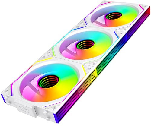 Jungle Leopard PC Fan JM-V2 120 Infinity Mirror Module Daisy-Chain ARGB Fan 120mm Triple Pack Suitable for Computer Case & 360mm AIO Cooler (White Reverse)