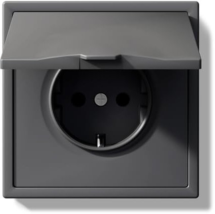 BSEEDLIFE Schuko Steckdose mit Wasserdichter Abdeckung, Unterputz EU-Standard Einbausteckdose, Wandsteckdose 16Amp mit PC Rahmen, 80 * 80mm inzelsteckdose mit Krallen, 1 Fach Grau