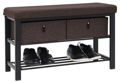 DuneDesign Schuhbank mit Sitzfläche - 81x32x50 Schuhregal mit Aufbewahrungsboxen - Schuhschrank mit Sitzbank - Schuhkommode Flur Bank mit Stauraum - Schuhsitzbank mit Polster - Polsterbank Garderobe