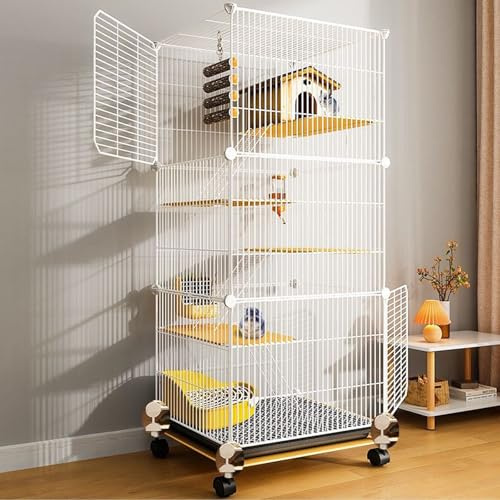 Kleintierkäfig aus Metall, 5-stöckig, mit Universalrädern, für Ratten, Frettchen, Chinchillas, Meerschweinchen, große Hamster