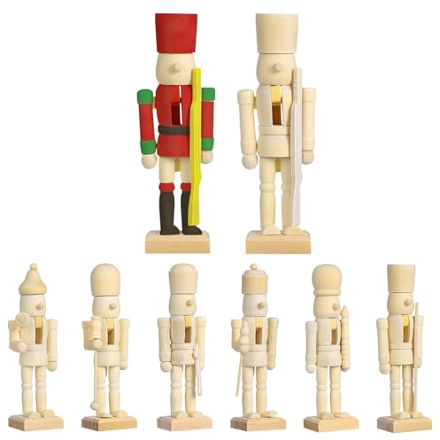 Hemobllo 12pcs Christmas Unfinished Wooden Nutcracker Ornaments - 4.7X1.7X1.6 Inches Mini DIY Christmas Decorations, Paintable Blank Nutcracker Figurines for Holiday DIY Arts Project Party Favors