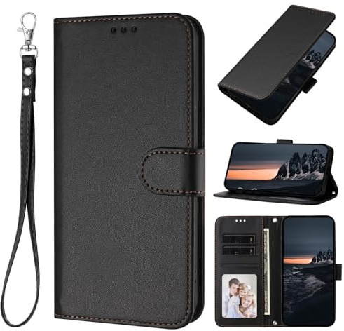 XINQCASE für Samsung Galaxy A71 Hülle, PU Lederhülle Schutzhülle [Handyband] Klapphülle Tasche, Handyhülle Flip Case für Samsung A71, Schwarz