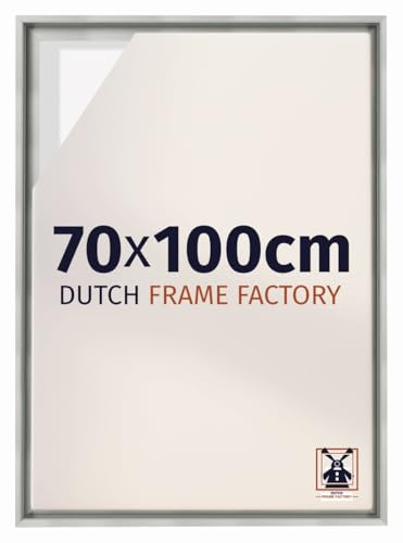 Dutch Frame Factory - Schattenfugenrahmen 70x100 cm Silber Matt - MDF | Schattenfugenrahmen für Leinwände, Geeignet für Leinwände bis 2 cm Dicke, Ohne Rückwand und Glas, Made in Holland