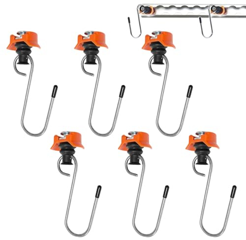 CLIUNT 6 Stück Airlineschiene Zubehör Haken, Airlineschiene Fitting, Haken für Airlineschiene, Single Endbeschlag Airlineschiene Fitting von Gegenständen bis 50 kg, für Lieferwagen Wohnmobile LKWs